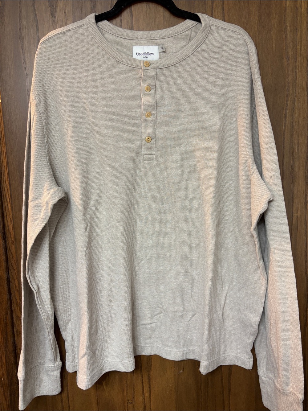 Goodfellow & Co Men's Crewneck Henley Sweater in Light Beige